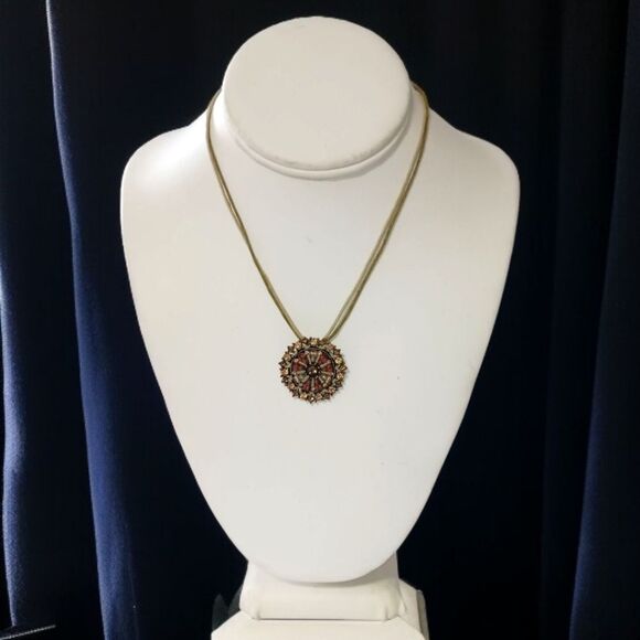 Y2K Rhinestone Disc Necklace Bohemian Cord Whimsigoth Fairy Coquette Lia Sophia - Picture 10 of 16